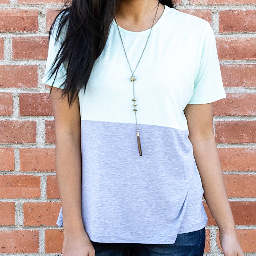 Two Tone Color Block Top